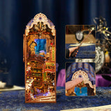 Venture into a realm where knowledge is power and magic lingers in the air with this captivating DIY book nook kit that brings a spellbinding scene to life-complete with soaring shelves, glowing lanterns, and a majestic white owl mid-flight, guiding the way through ancient tomes and arcane secrets.
