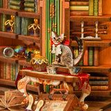 Venture into a realm where knowledge is power and magic lingers in the air with this captivating DIY book nook kit that brings a spellbinding scene to life-complete with soaring shelves, glowing lanterns, and a majestic white owl mid-flight, guiding the way through ancient tomes and arcane secrets.