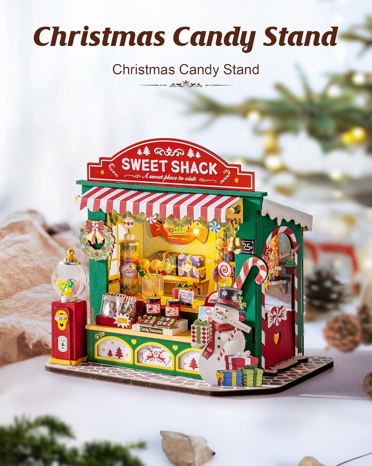 DIY Miniature House Kit: Christmas Candy Stand