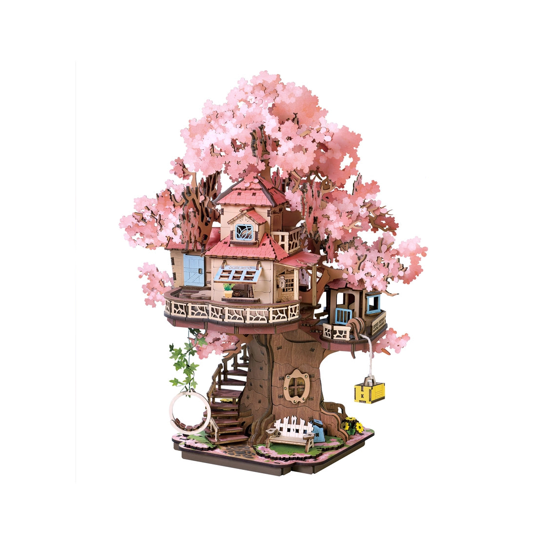 Craft a fairy sakura-scented retreat with this Rolife 3d puzzle! Delicate cherry blossoms, a swing, spiral stairs &amp; lift basket channel —no plastic, just soul-soothing wood. The miniature kit brings adventure fantasies to life.

535-piece 3d puzzle click snugly without glue—just gentle pressure! (no nail-breaking snaps!). Enjoy 5 hours of immersive, stress-relieving fun with the miniature kit. Perfect for unwinding after work or sharing quality time with family.