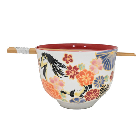 Donburi Bowl with Chopsticks Set Horse

Bowl Size: 5" Dia x 3.75"H
Chopsticks 9"L
Capacity: 18 fl oz
Origin: China