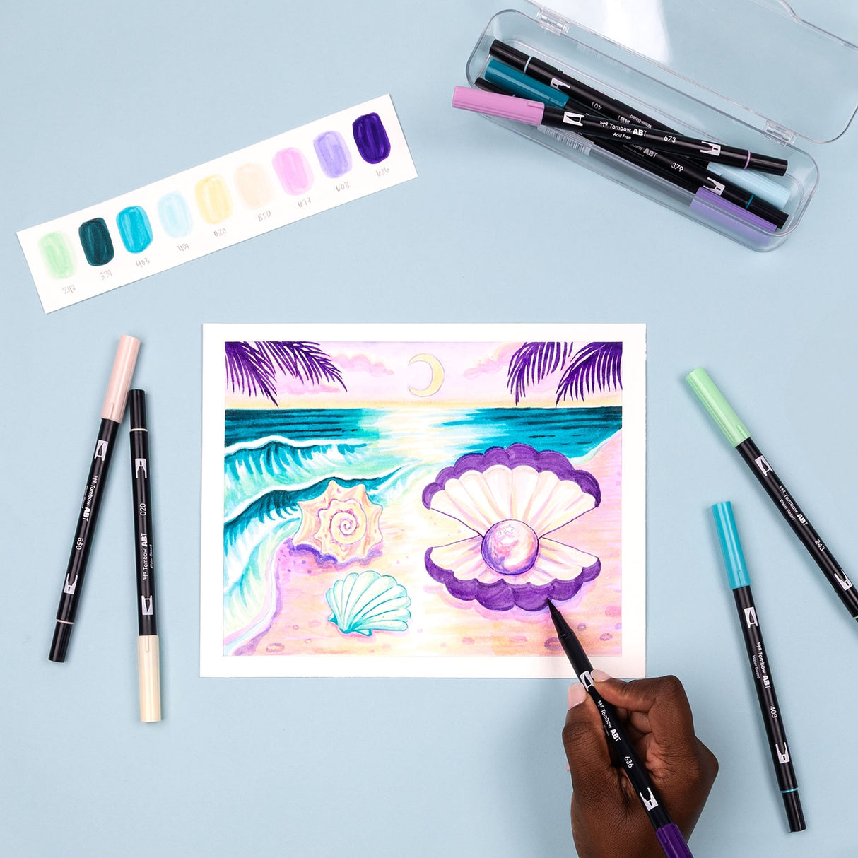 Tombow Dual Brush Pen Art Markers, Mermaids, 10-Pack