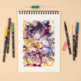 Exclusive, limited-edition “Flower" set allows you to bring drawings to life with exceptional detail and vibrant color combinations.

The “Flower" set is inspired by the Japanese four-character idiom "Kachō fūgetsu" (花鳥風月), which expresses the beauty of nature and the harmonious unity of "Flower" (ka, 花), "Bird" (chō, 鳥), "Wind" (fū, 風) and "Moon" (getsu, 月). With carefully selected colors, this set represents the delicate yet colorful beauty of the flower world.

Includes 6 Dual Brush Pens, Water Brush, 2 