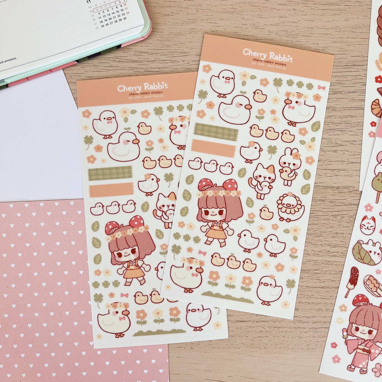 Cherry Rabbit - Duck Friends Sticker Sheet