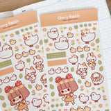 Cherry Rabbit - Duck Friends Sticker Sheet