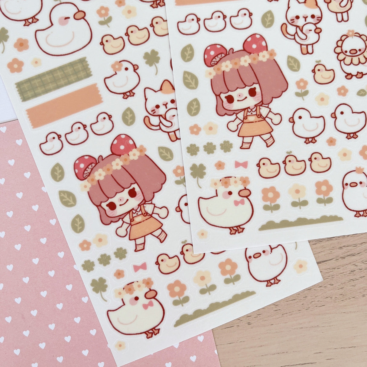 Cherry Rabbit - Duck Friends Sticker Sheet