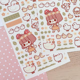 Cherry Rabbit - Duck Friends Sticker Sheet