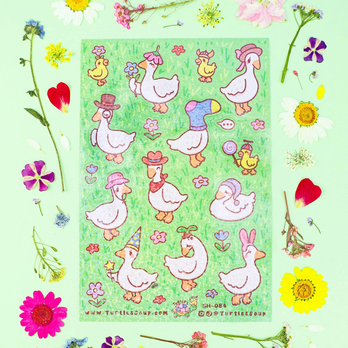 🐢 Our Kiss Cut Sticker Sheets are 4 inches by 6 inches and include one (1) sheet per package, with 10 to 20 individual waterproof, stickers on each.&nbsp;

🐢 Each sheet is enclosed in a sleeve with an art backing card and are retail-ready!

🐢 Stick them on water bottles, laptops, cars, coolers, helmets, skateboards, or just about any flat surface you can think of.&nbsp;