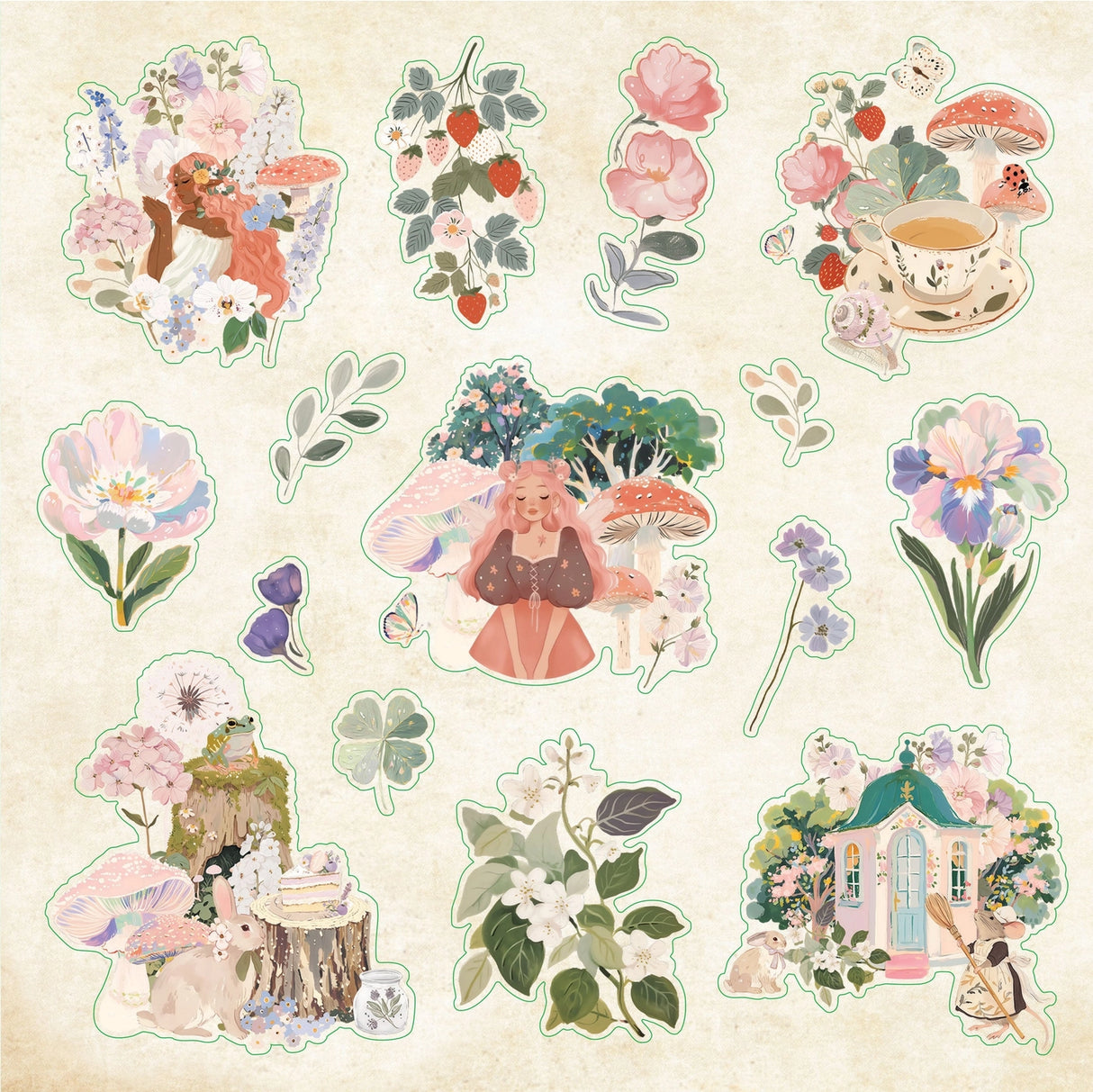 Draw from the power of nature with this fantastic treasury of woodland wonders! 50 vibrant pages brim with more than 800 stickers, all featuring a forest flourish. Eclectic assortment spans a diverse range: birds, insects, animal families, trees, mushrooms, ferns, flowers, fairy folk, seasons, moonlit magic, far-flung landscapes, plus an assortment of woodland borders, labels, seals, and so much more.