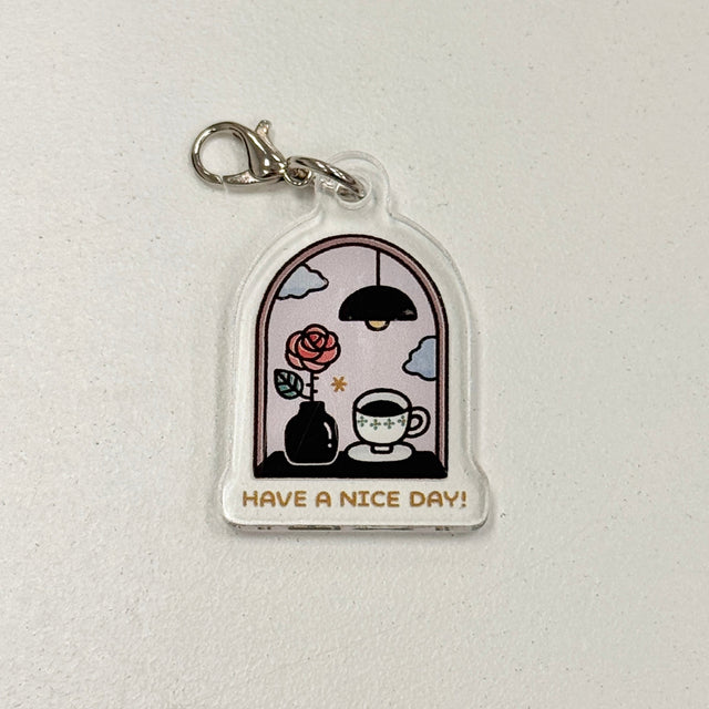 eric Acrylic Charm - Have a Nice Day!

Acrylic charm from Japanese artist eric. A great accessory for your traveler's notebook, bag, or anything you can think of that needs a cute touch.

Lobster Clasp
Designed by eric