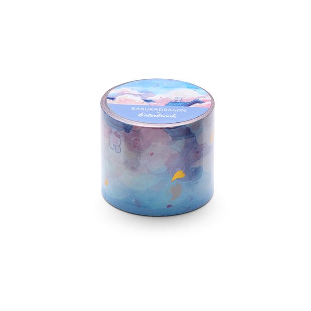 Esterbrook x Sakuradragon Washi Tape - Sky

The Sky Washi Tape turns Cindy Duong's Sakura Street Sky illustration into a continuous scene. Soft clouds and rooftops fill the 3.5 cm-wide tape, with gold foil details appearing throughout the design. Each roll contains five meters for decorating journals, letters, and stationery projects.&nbsp;