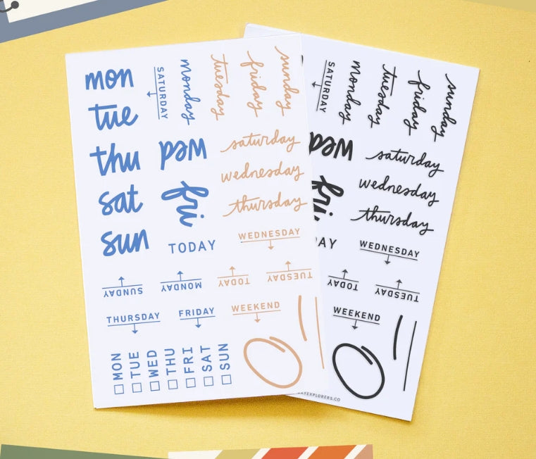 Our bigger Day By Day stamp set is a crowd favorite, so we're bringing you it's little sister, a set that you will reach for again and again, but in a smaller size.&nbsp; This time, with three different complete sets of days of the week stamps, just in different styles, plus a day of the week checklist, and three accent stamps, too.

Use this set for scrapbooking, Project Life, planners, travel journals, and bullet journals! 4x6 clear stamp set, includes 28 stamps.