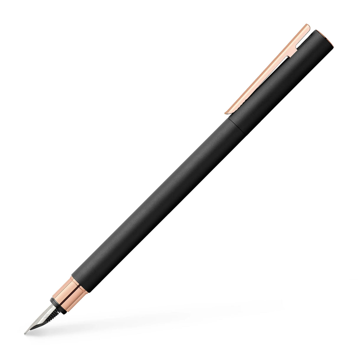 When it comes to design, young professionals and trend-setters who keep pace with the times have specific expectations: they expect a sophisticated and modern look. This is where the NEO Slim comes in as it meets these very needs: The NEO Slim Fountain Pen has a particularly slim barrel in a matte black lacquered finish, with rose gold trim.