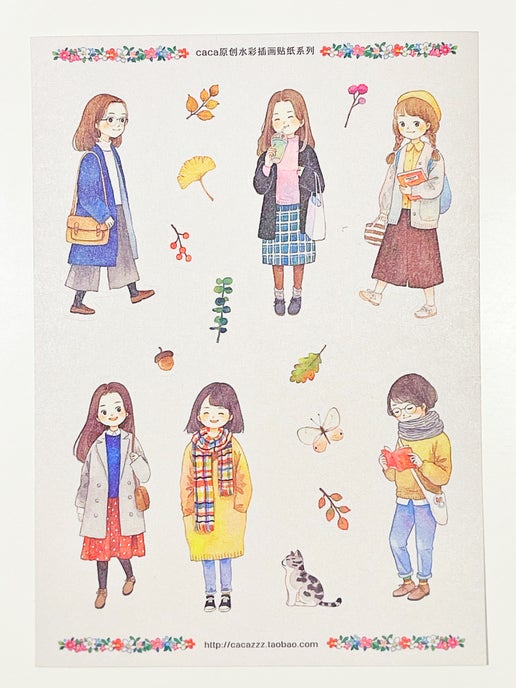 Hoja de pegatinas de moda de otoño A5