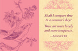 From his plays—“Love looks not with the eyes, but with the mind, and therefore is winged Cupid painted blind” (A Midsummer Night’s Dream)—to his sonnets—“Shall I compare thee to a summer's day? Thou art more lovely and more temperate” (Sonnet 18)—Shakespeare is recognized as one of the greatest love poets in English history. Even today, his words adorn cards, posters, and other gifts for special occasions. 

Now fans can relive William Shakespeare’s best works through this tiny book full of his most memorab