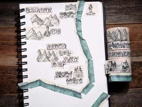 Kingdom of Threads - Fantasy Map Shorelines Washi Tape