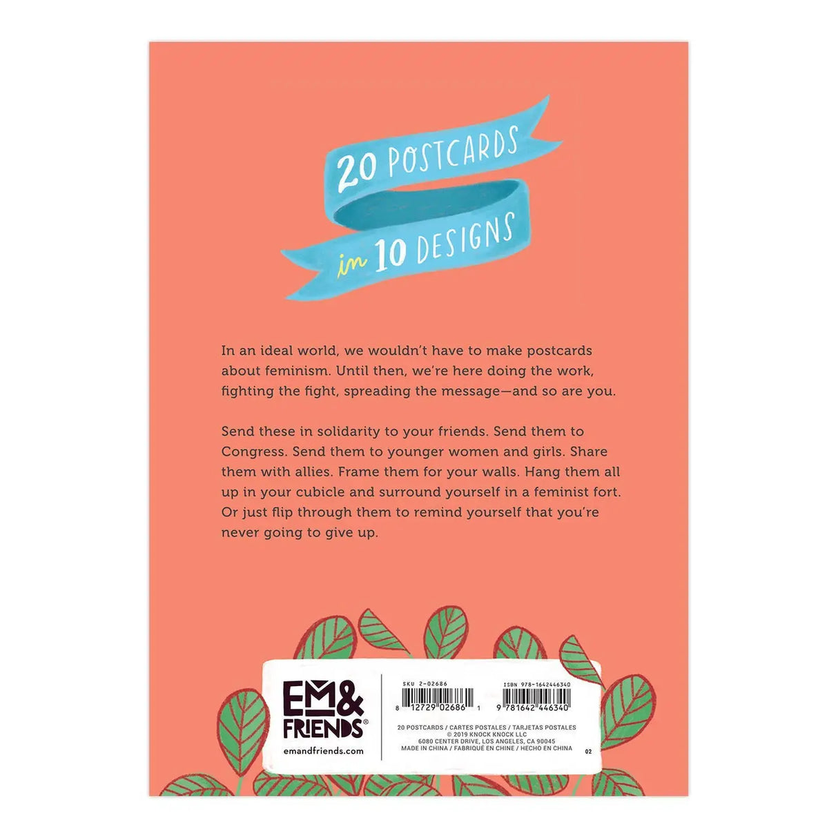 Give the grown-ass ladies and badass girls in your life a boost of feminist fire with this postcard book (20 cards, 10 designs). And if you’re the type to send postcards to politicians, these are sure to send a message: The future is feMAIL. (Sorry, we had to make that joke.)

Twenty extra-large 5" x 7" postcards with card stock cover
2 each of 10 different designs (20 total postcards)