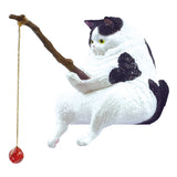 These figures are of cats sitting on a fishing line. They are sitting on the fishing line, looking at the line and relaxing.

Lineup (5 Variants):

Scottish Fold
Calico Cat
Norwegian Forest Cat
Munchkin
Mix