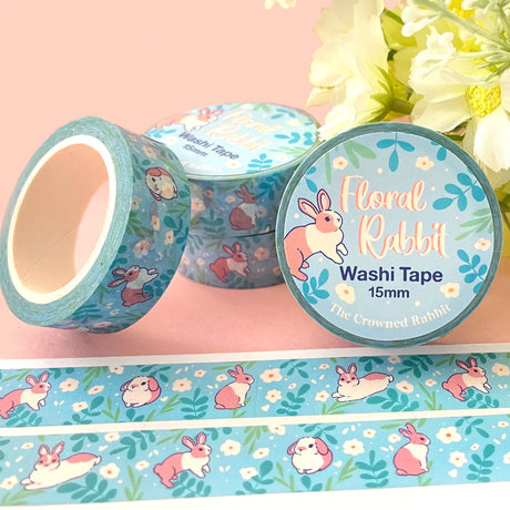 15mm washi tape featuring rabbits and florals!

Comes wrapped in protective plastic with sticker label packaging.&nbsp;

Includes 1 roll of washi tape.&nbsp;