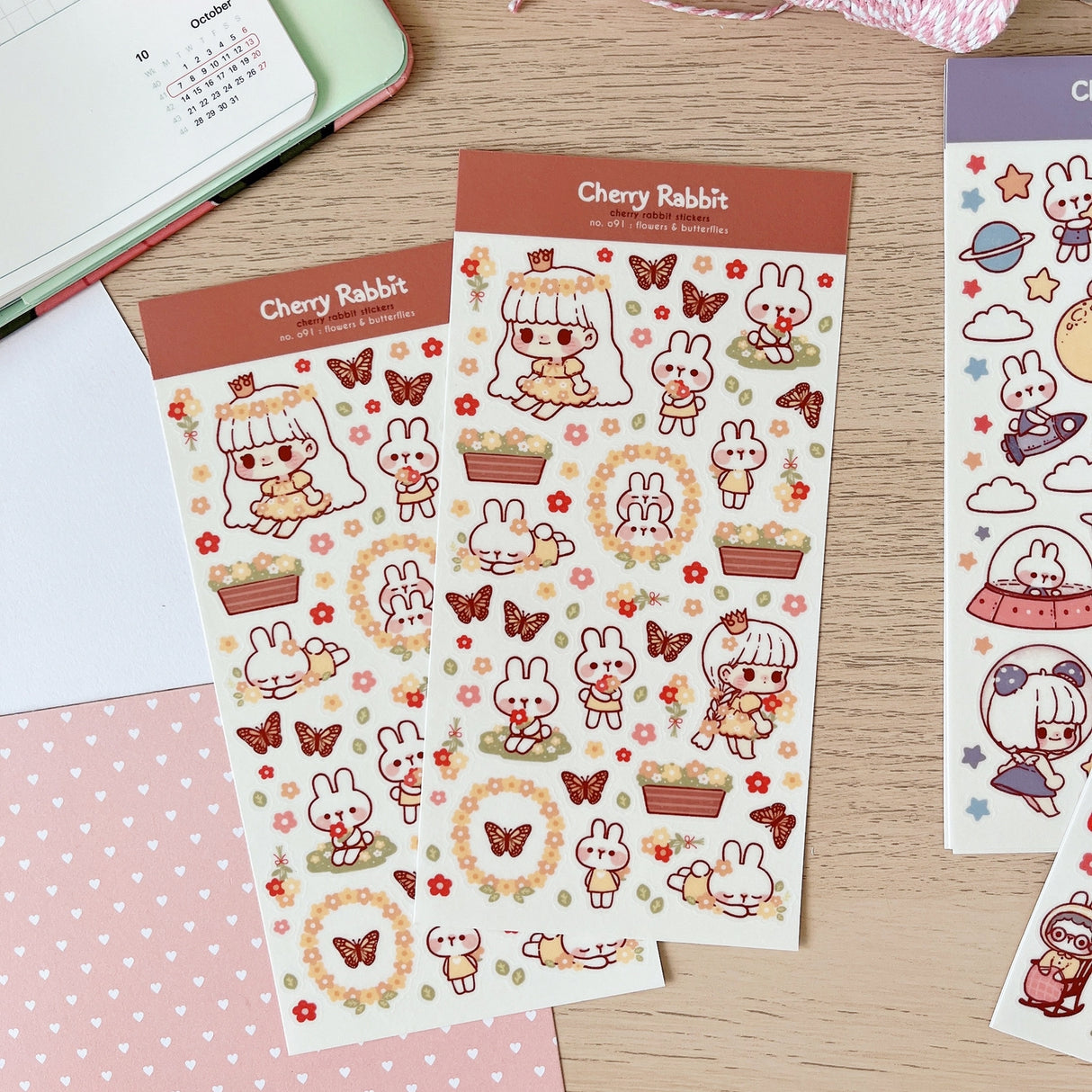 Cherry Rabbit - Flowers & Butterflies Sticker Sheet
