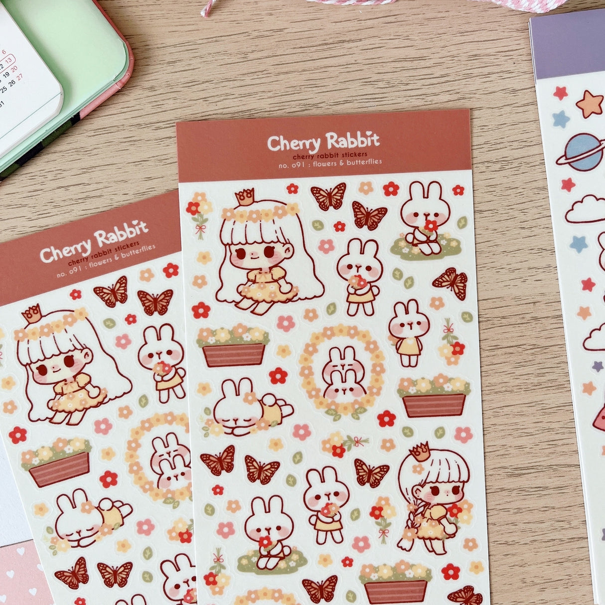 Cherry Rabbit - Flowers & Butterflies Sticker Sheet