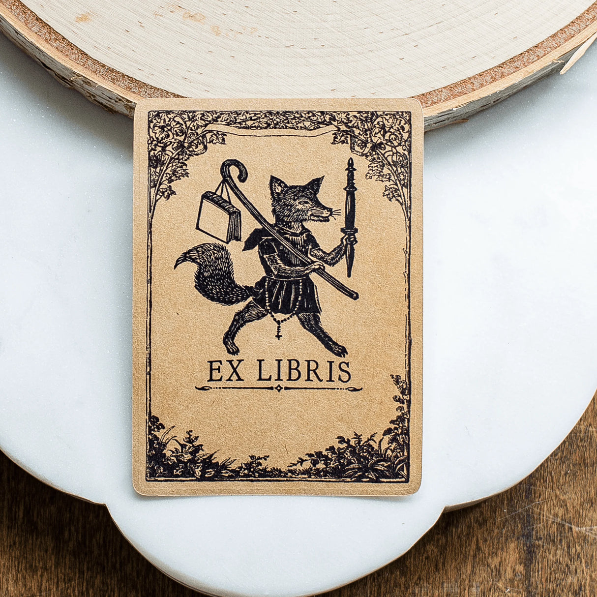 Traveling Fox Bookplate Sticker