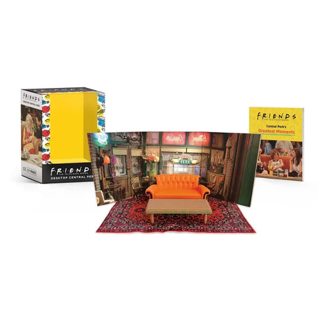 Bring your favorite coffee shop from Friends to your home or office with this special desktop mini kit featuring the iconic set pieces from Central Perk.

Specifications:

This one-of-a-kind replica of Central Perk includes a mini-size 3-1/2 inch couch, coffee table, rug, and illustrated backdrop, perfect for any desk or table setting
Illustrated Mini Book: Includes a 48-page mini book with memorable moments from Central Perk
Perfect Gift: This must-have collectible set is sure to delight any Friends fan
Fo