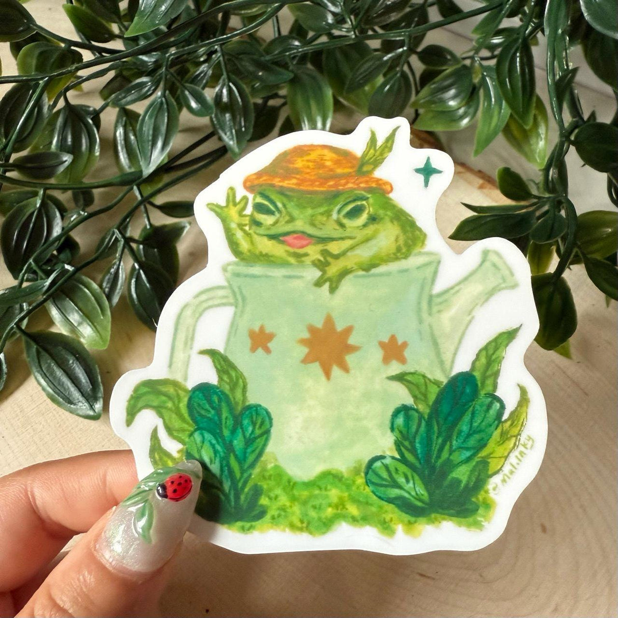 Mal.inky - Frog in A Pot Vinyl Sticker