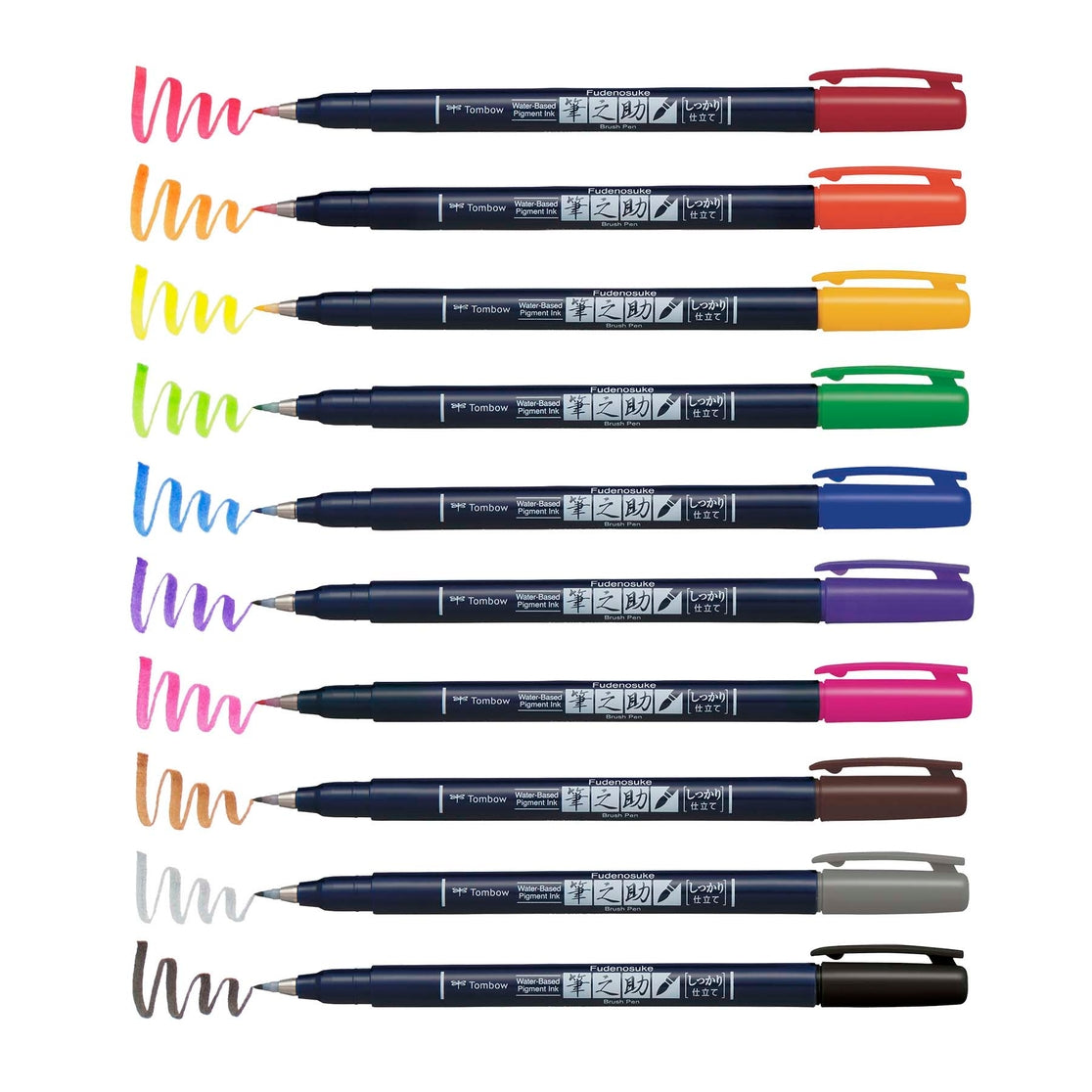 Juego de pinceles de colores Fudenosuke, paquete de 10