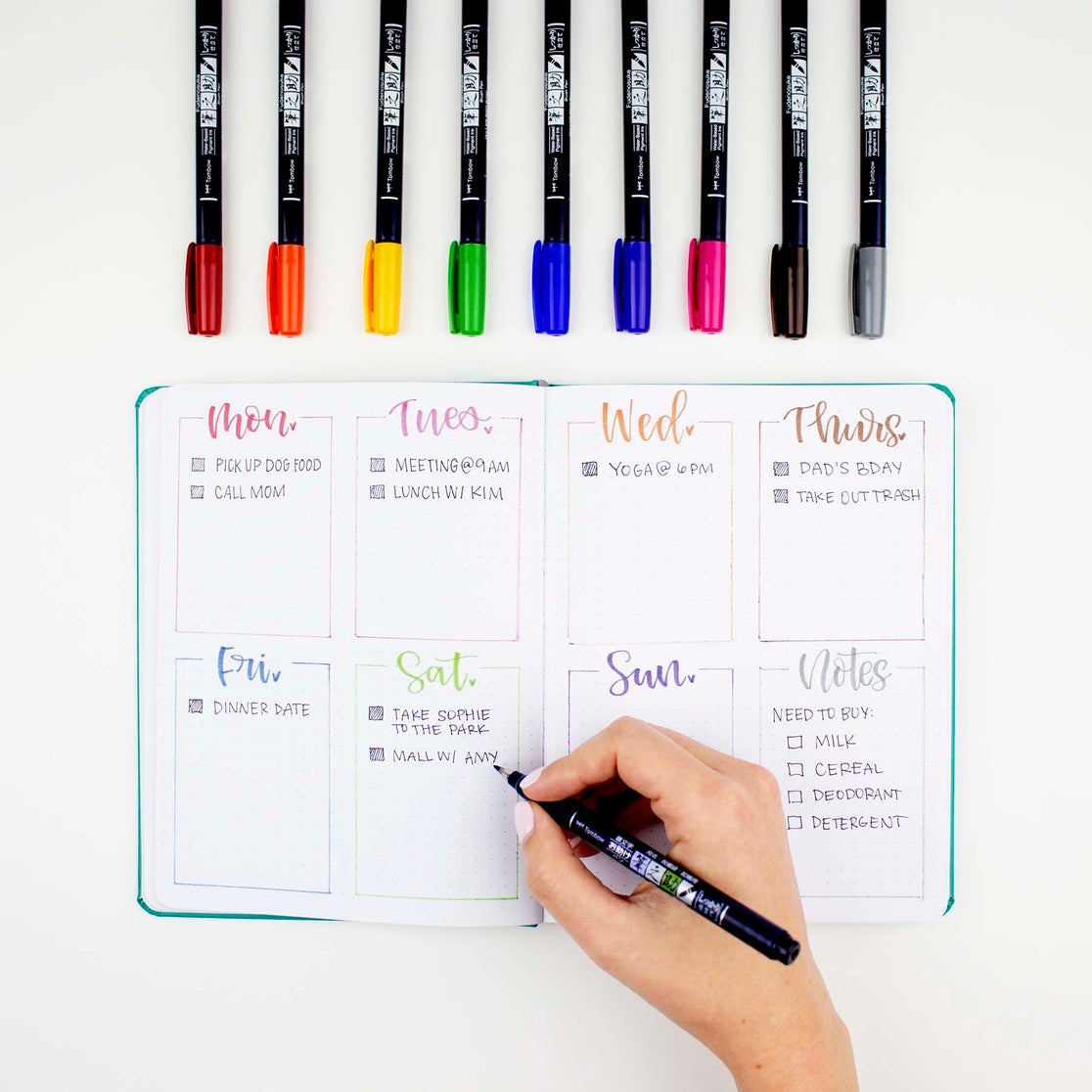 Juego de pinceles de colores Fudenosuke, paquete de 10