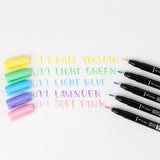 The first Fudenosuke Brush Pen that writes on dark paper!

Soft, flexible brush tip creates thick and thin lines by changing pen pressure. Water-based pigment ink appears as brilliant pastel colors on white paper and chalky pastels on dark paper. When using on dark paper, ink initially appears transparent and color intensifies as it dries.

For optimal opacity on dark paper, apply 2-3 layers to intensify saturation. The water-resistant ink won’t bleed through most papers.

Great for beginner brush calligrap