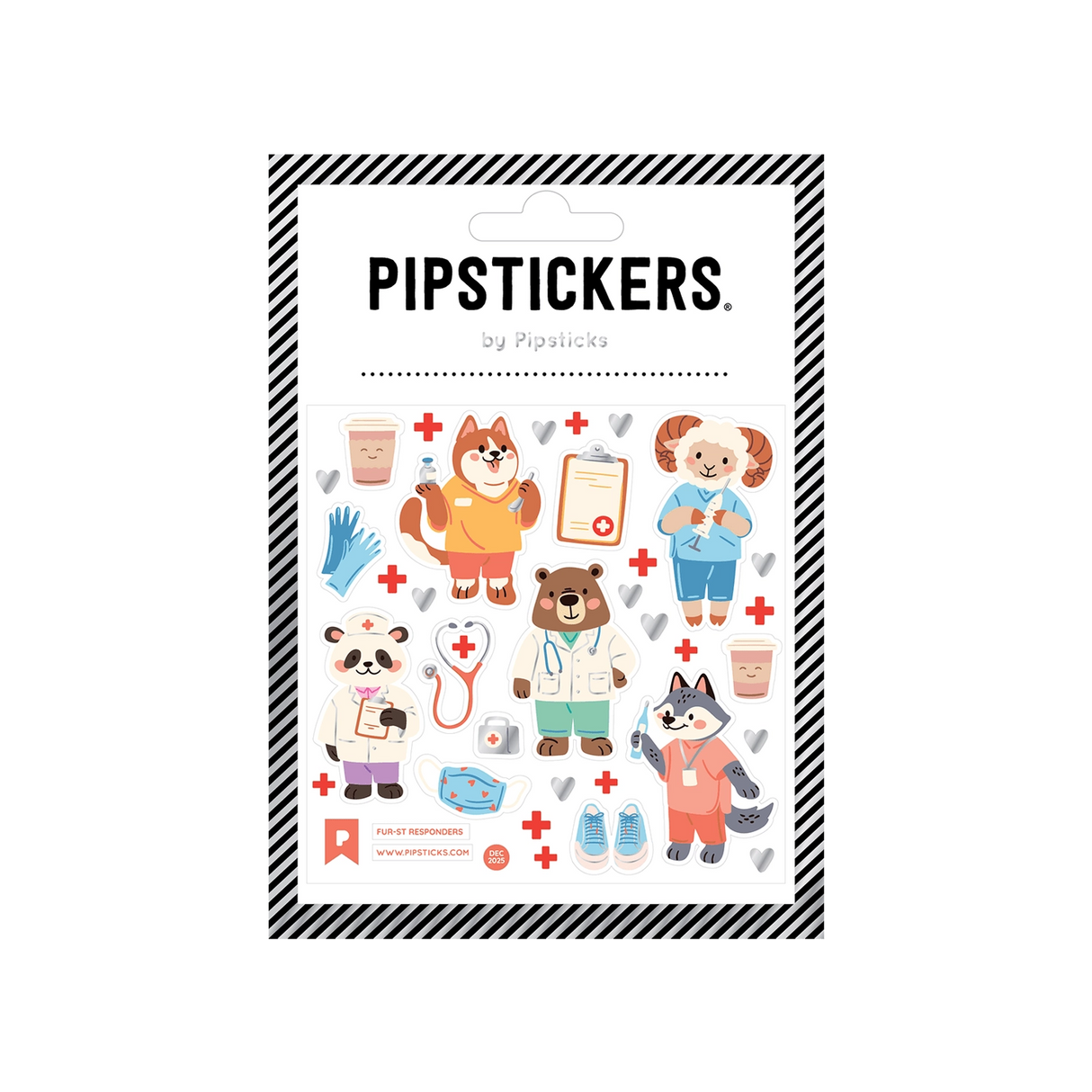 PipStickers are the PERFECT gift for the sticker lover in your life - even if it's you! These unique PVC designs with silver foil accents come on a clear backing and cannot be found anywhere else.

Includes one 4" x 4" sheet of Fur-st Responders PipStickers and includes the Pipsticks manifesto.