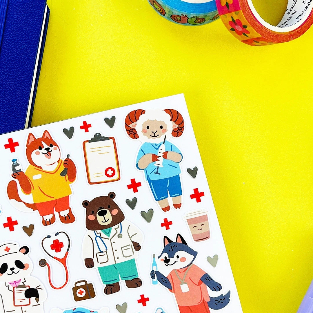 PipStickers are the PERFECT gift for the sticker lover in your life - even if it's you! These unique PVC designs with silver foil accents come on a clear backing and cannot be found anywhere else.

Includes one 4" x 4" sheet of Fur-st Responders PipStickers and includes the Pipsticks manifesto.