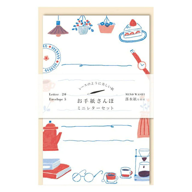 This series of miniture letters allows you to enjoy writing letters with ease, just like taking a walk!


Ochimizu-gami" is used, which has a water-watermarked pattern created by dropping water during the papermaking process. The beautiful transparency of Mino Washi Ochimizu-gami and its clean design make it suitable for a wide range of people regardless of age.

This Set Includes:
