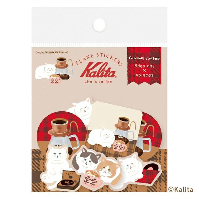 Inspired by the corporate philosophy of Kalita, a leading coffee equipment manufacturer—&nbsp;"A slightly better time, a perfectly timed moment"—
we’ve created the second edition of our original stationery to enjoy with your coffee.


These washi flake stickers are perfect for sealing letters or gifts, and for decorating planners. Each sticker has a slit on the back, making them easy to peel. The design features adorable combinations of Kalita’s coffee equipment and cute cats— a charming touch for any occas