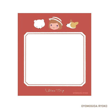 Introducing the cute memo pads from the wonderful artist Ryoko Yomogida's With Trip collection! It features a lovely girl character accompanied by her little animal friends as they adventure through the world. Choose from the various designs available to spread warmth one note at a time!