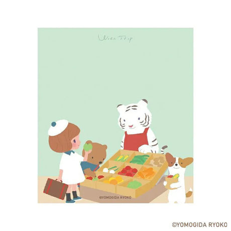 Introducing the cute memo pads from the wonderful artist Ryoko Yomogida's With Trip collection! It features a lovely girl character accompanied by her little animal friends as they adventure through the world. Choose from the various designs available to spread warmth one note at a time!