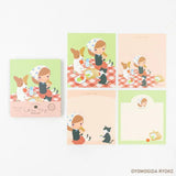 Introducing the cute memo pads from the wonderful artist Ryoko Yomogida's With Trip collection! It features a lovely girl character accompanied by her little animal friends as they adventure through the world. Choose from the various designs available to spread warmth one note at a time!