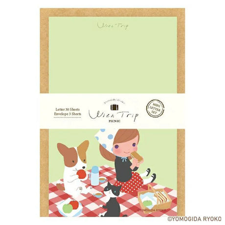 Introducing a wonderful mini letter set from the wonderful artist Ryoko Yomogida's With Trip collection! It features a lovely girl character accompanied by her little animal friends as they adventure through the world. Choose from the various designs available to spread warmth one letter at a time!