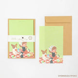 Introducing a wonderful mini letter set from the wonderful artist Ryoko Yomogida's With Trip collection! It features a lovely girl character accompanied by her little animal friends as they adventure through the world. Choose from the various designs available to spread warmth one letter at a time!