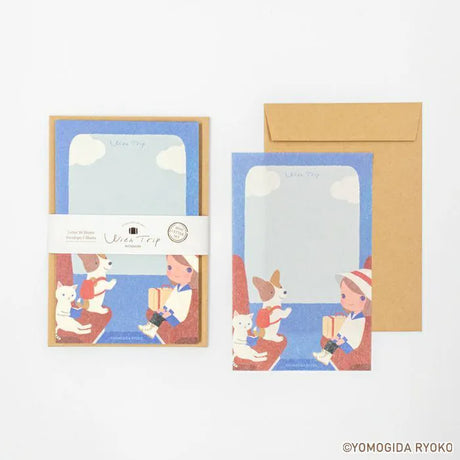 Introducing a wonderful mini letter set from the wonderful artist Ryoko Yomogida's With Trip collection! It features a lovely girl character accompanied by her little animal friends as they adventure through the world. Choose from the various designs available to spread warmth one letter at a time!