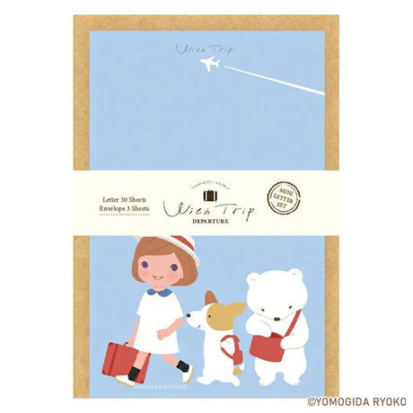 Introducing a wonderful mini letter set from the wonderful artist Ryoko Yomogida's With Trip collection! It features a lovely girl character accompanied by her little animal friends as they adventure through the world. Choose from the various designs available to spread warmth one letter at a time!