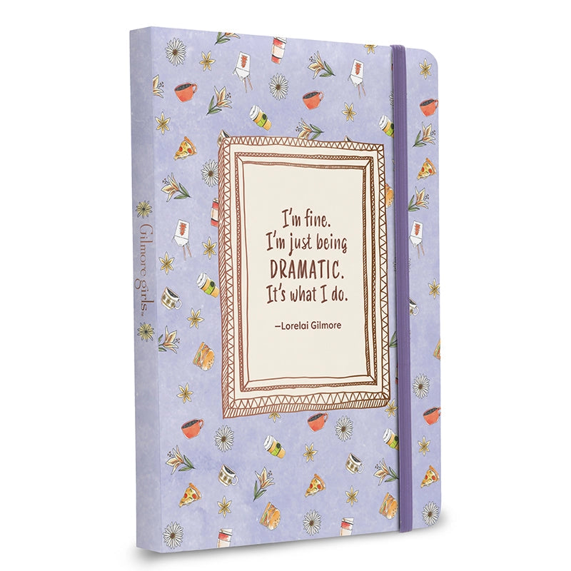 Grab a fresh cup of coffee and cozy up with this notebook to journal or take notes at home, work, or your favorite local dining spot. It includes 240 ruled pages, a ribbon placeholder, and an elastic band closure.

240 RULED PAGES: Includes 240 pages of premium lined pages to give you plenty of space to record your notes and thoughts or to keep track of your favorite Gilmore Girls™ quotes.

CONVENIENT SIZE: This 6 x 8–inch notebook is a comfortable size to fit in a bag or backpack to take with you for on-th
