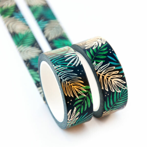 Cinta washi con hojas de palma doradas