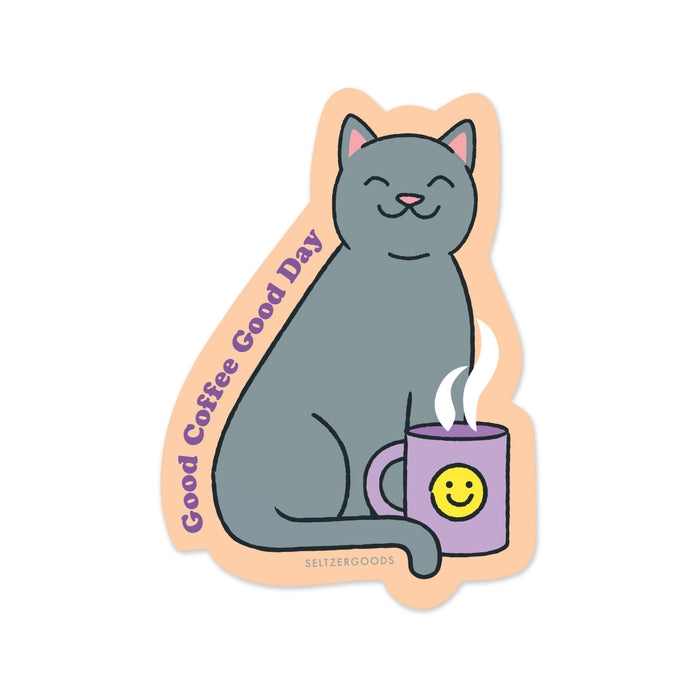 Good Coffee Good Day Cat Sticker