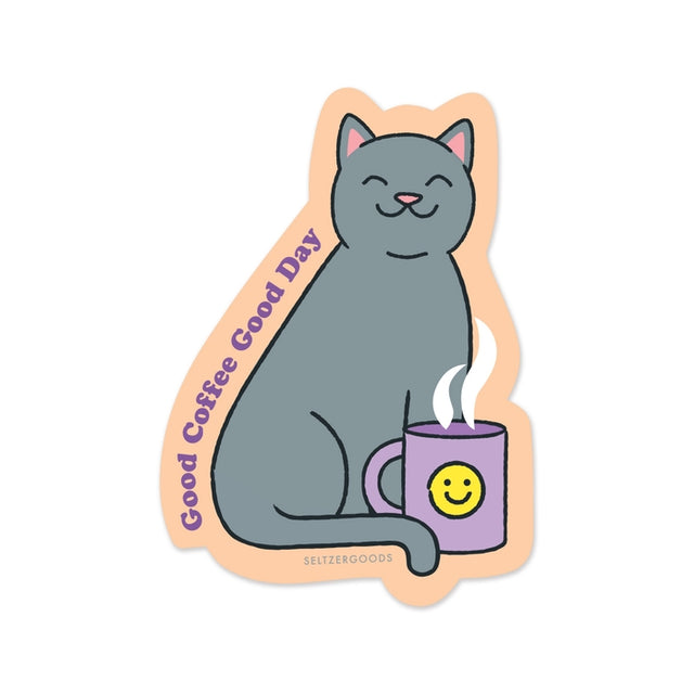 Good Coffee Good Day Cat Sticker