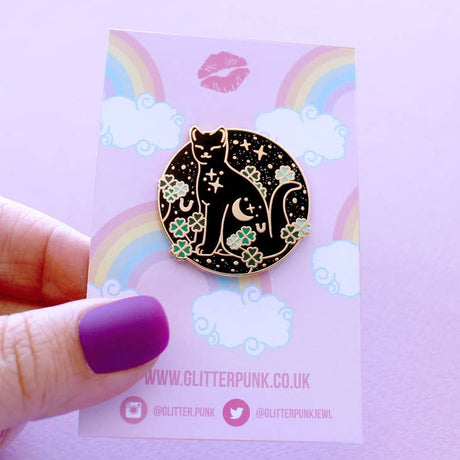 Glitter Punk - Good Luck Cat Enamel Pin