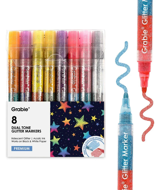 Get ready to elevate your art with our Dual Tone Iridescent Glitter Acrylic Paint Markers! With vibrant colors that shift and sparkle, these markers make every creation a dazzling masterpiece—perfect for unleashing your imagination wherever you go!