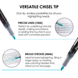 Unleash your creativity with the Grabie DuoMark Highlighter Set. This innovative set redefines highlighting by offering 20 vibrant, dual-tone colors in a compact and portable package. Designed for students, professionals, and artists alike, these highlighters are more than just a tool—they're a gateway to vivid and organized expression. Elevate your notes, journals, and art projects with a single set that offers endless possibilities. 

20 DUAL TONE COLORS - Get the ultimate color palette with a set of 10 h