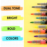 Unleash your creativity with the Grabie DuoMark Highlighter Set. This innovative set redefines highlighting by offering 20 vibrant, dual-tone colors in a compact and portable package. Designed for students, professionals, and artists alike, these highlighters are more than just a tool—they're a gateway to vivid and organized expression. Elevate your notes, journals, and art projects with a single set that offers endless possibilities. 

20 DUAL TONE COLORS - Get the ultimate color palette with a set of 10 h